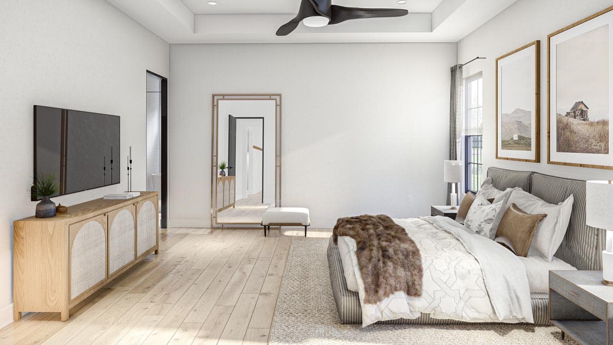 Plan 623248DJ: Single-Story European House Plan with Courtyard and Outdoor Fireplace - Image #19 - Contemporary, European, Transitional, Tudor