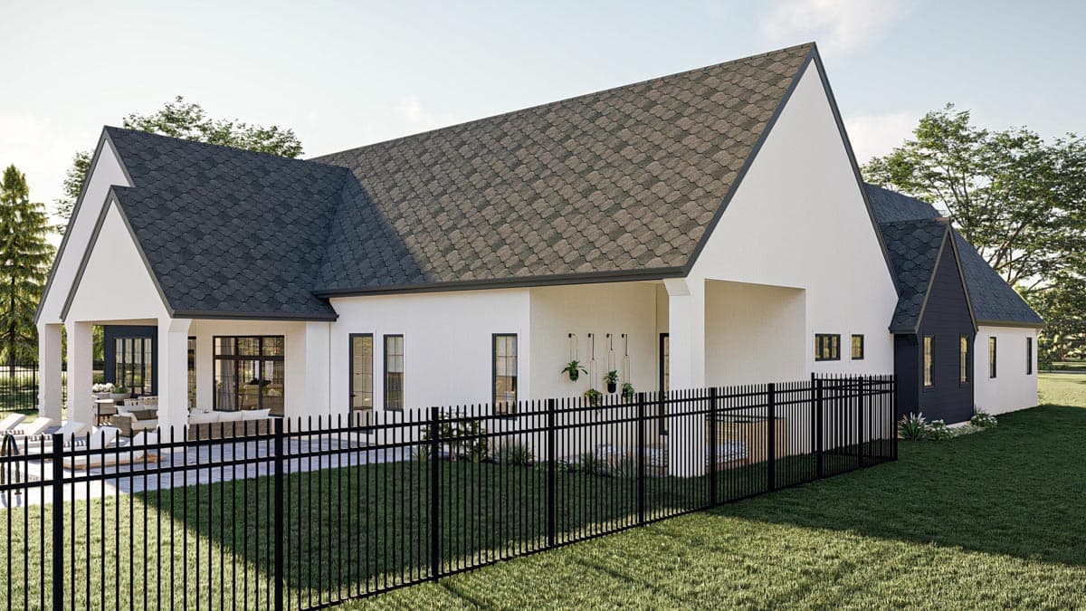 Plan 623248DJ: Single-Story European House Plan with Courtyard and Outdoor Fireplace - Image #23 - Contemporary, European, Transitional, Tudor