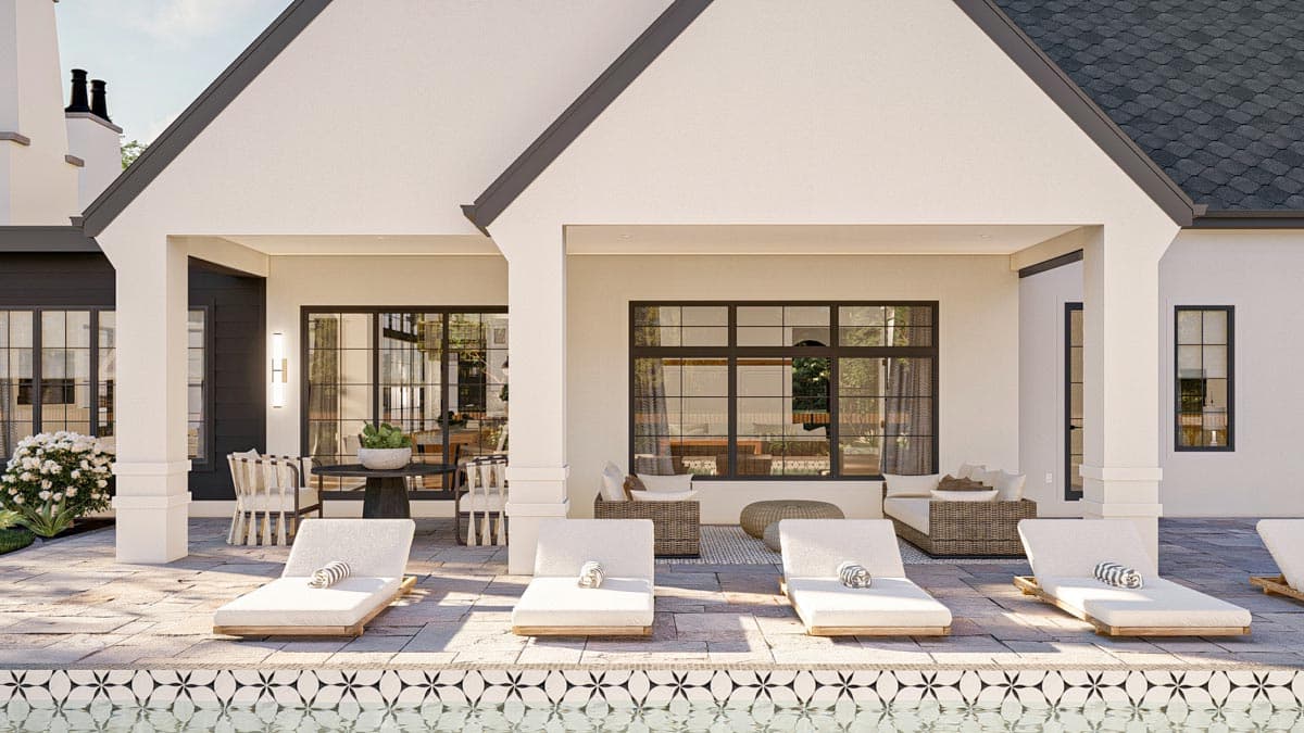 Plan 623248DJ: Single-Story European House Plan with Courtyard and Outdoor Fireplace - Image #21 - Contemporary, European, Transitional, Tudor