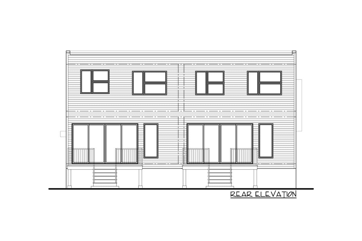 Plan 90346PD: Modern 2-Unit Structure with Rear Porches and Single Garages - Image #4 - Contemporary, Modern