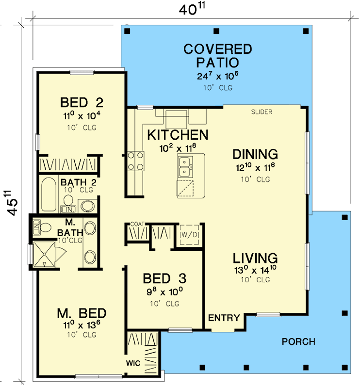 Plan 31217D: 3-Bed Rustic Cottage with Wraparound Porch and Detached 2-Car Garage - 1155 Sq Ft - Floor Plan - Main Level - Cottage, Country, Craftsman, Mountain, Rustic