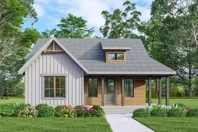 3-Bed Rustic Cottage with Wraparound Porch and Detached 2-Car Garage - 1155 Sq Ft