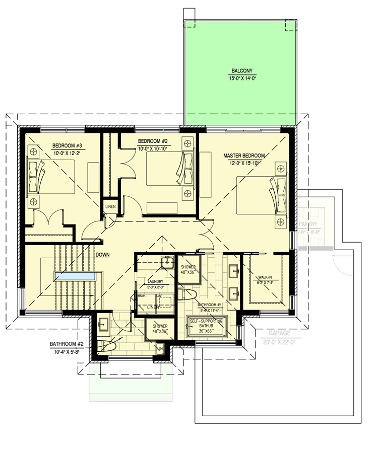 Plan 90348PD: Transitional House Plan Under 2100 Square Feet with 3 Upstairs Bedrooms and Laundry - Floor Plan - 2nd Floor - European, Transitional