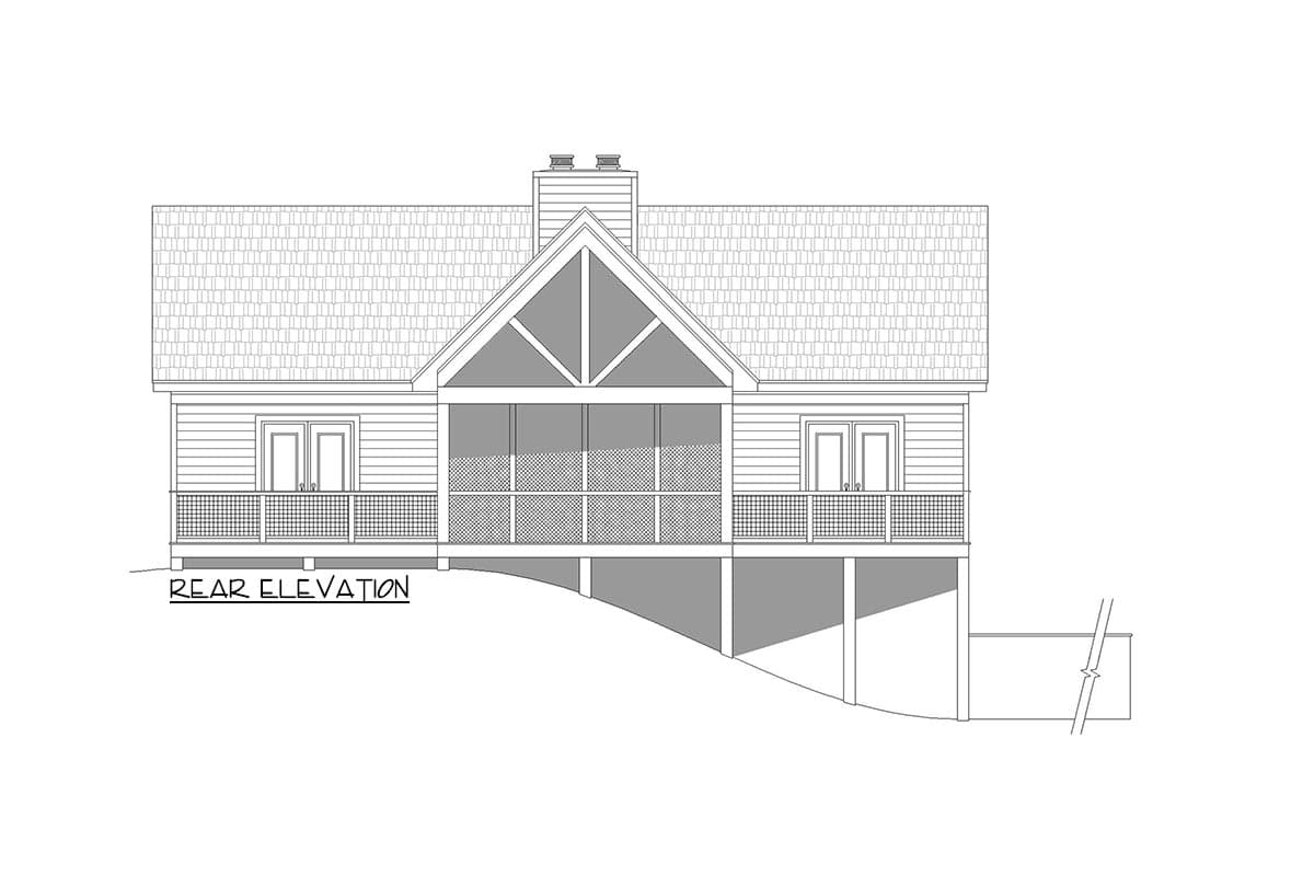 Plan 680134VR: 2-Bed Mountain Craftsman Plan with Vaulted Living Room and Kitchen - Image #4 - Country, Craftsman, Mountain, Ranch, Rustic