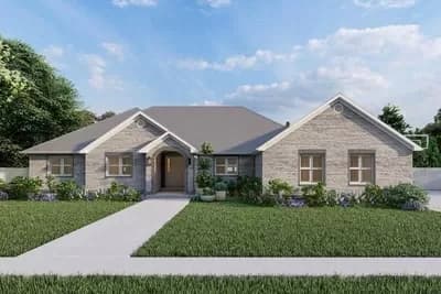 Stone-clad Ranch Plan with Option to Finish Basement