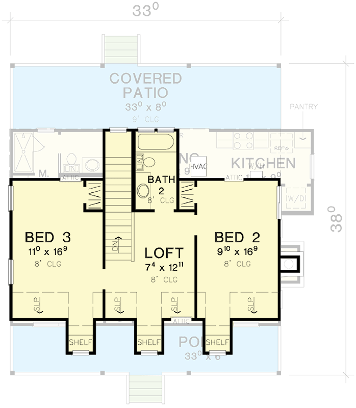 Plan 31218D: Classic 3-Bed Cottage with Detached Garage - Floor Plan - 2nd Floor - Cabin, Cottage, Rustic
