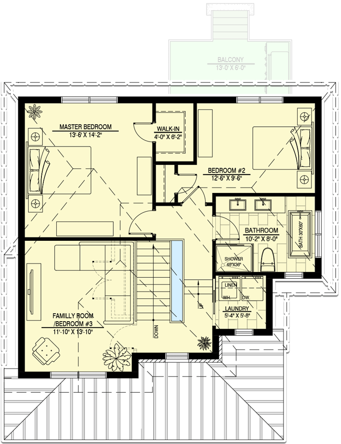 Plan 90350PD: Modern 2-Story House Plan with 1,541 Square Feet of Living Space - Floor Plan - 2nd Floor - European, Modern Farmhouse, New American, Transitional