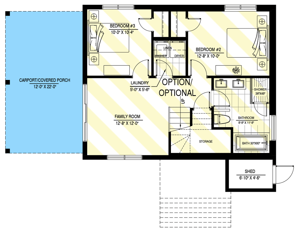 Plan 90352PD: 720 Square Foot Rustic Split Level House Plan with Option to Finish Ground Level - Floor Plan - Optional Lower Level - Country, Craftsman, Mountain, Northwest