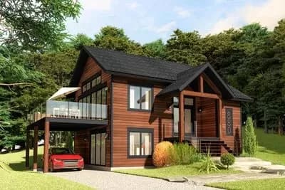 720 Square Foot Rustic Split Level House Plan with Option to Finish Ground Level