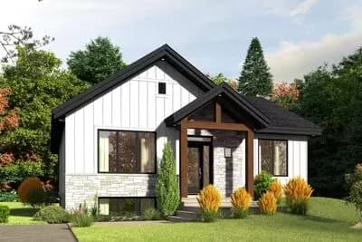2 Bed New American House Plan Under 1100 Square Feet