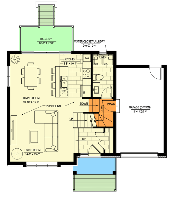 Plan 90354PD: Transitional 2-Story Home Plan with Optional Family Room Above the Single Garage - Floor Plan - Main Level - Country, Craftsman, Traditional