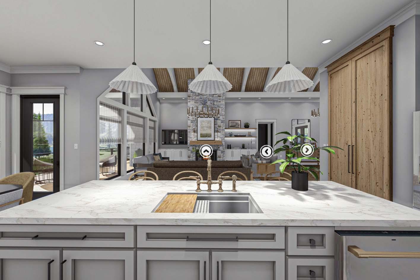 Plan 623249DJ: 2146 Square Foot 2-Bed Lake House Plan with Wraparound Deck and Vaulted Open Floor Plan - Virtual Tour Cover Image - Country, Craftsman, Mountain, New American, Ranch