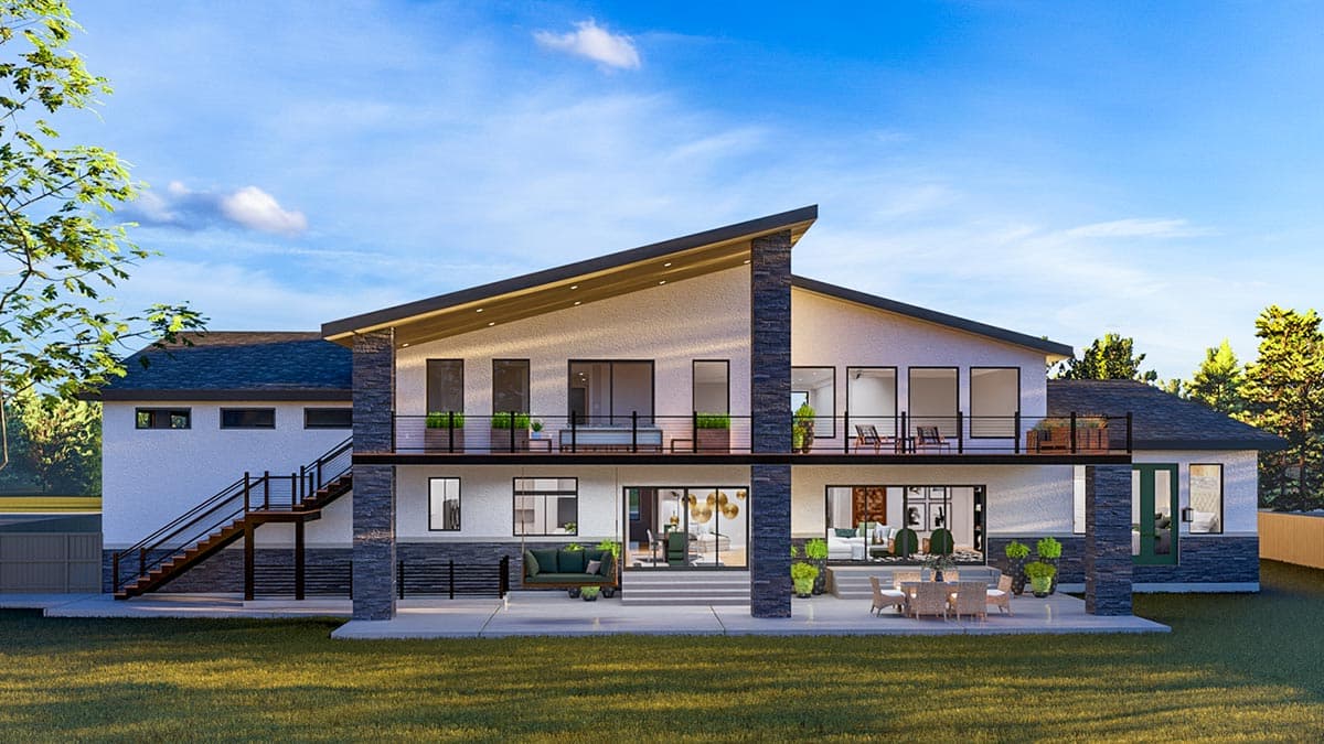 Plan 61441UT: Modern Luxury House Plan with Lower Level Sport Court and 4-Car Garage - 5172 Sq Ft - Image #5 - Contemporary, Mid Century Modern, Modern, Mountain, Northwest