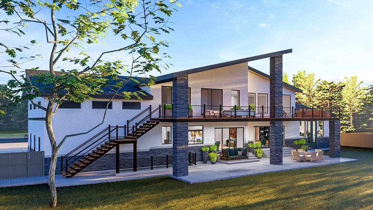 Plan 61441UT: Modern Luxury House Plan with Lower Level Sport Court and 4-Car Garage - 5172 Sq Ft - Image #6 - Contemporary, Mid Century Modern, Modern, Mountain, Northwest