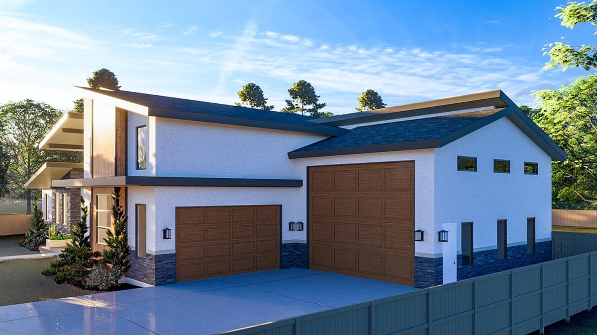 Plan 61441UT: Modern Luxury House Plan with Lower Level Sport Court and 4-Car Garage - 5172 Sq Ft - Image #7 - Contemporary, Mid Century Modern, Modern, Mountain, Northwest