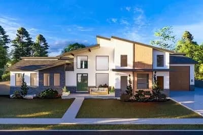 Modern Luxury House Plan with Lower Level Sport Court and 4-Car Garage - 5172 Sq Ft