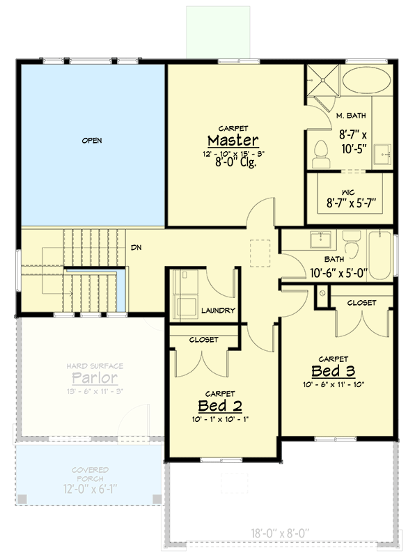 Plan 910077WHD: 1861 Sq Ft New American Craftsman Plan with Option to Finish Basement - Floor Plan - 2nd Floor - Country, Craftsman, Mountain, New American, Traditional