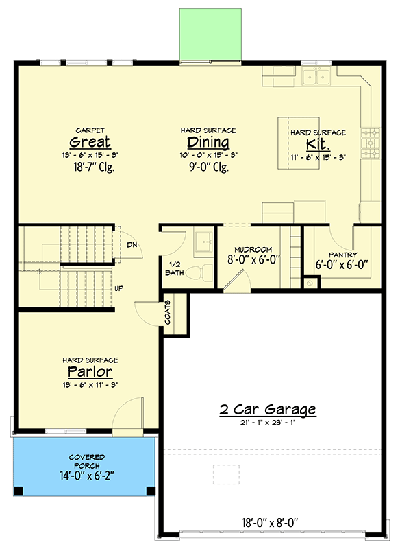 Plan 910078WHD: Northwest Craftsman Plan with Parlor and Island Kitchen - Floor Plan - Main Level - Craftsman, New American, Northwest, Traditional