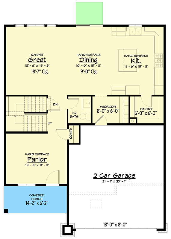 Plan 910079WHD: 3-Bedroom Modern House Plan with Shed-style Roof - 1861 Sq Ft - Floor Plan - Main Level - Contemporary, Modern, Northwest