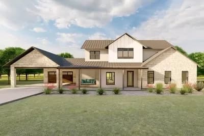 Hill Country Farmhouse with Garage and Carport and Second Floor Lounge