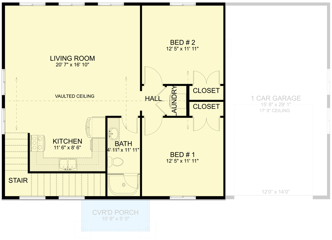 Plan 61442UT: 1500 Square Foot RV Garage Apartment - Floor Plan - 2nd Floor - Barndominium, Country, Southern, Traditional