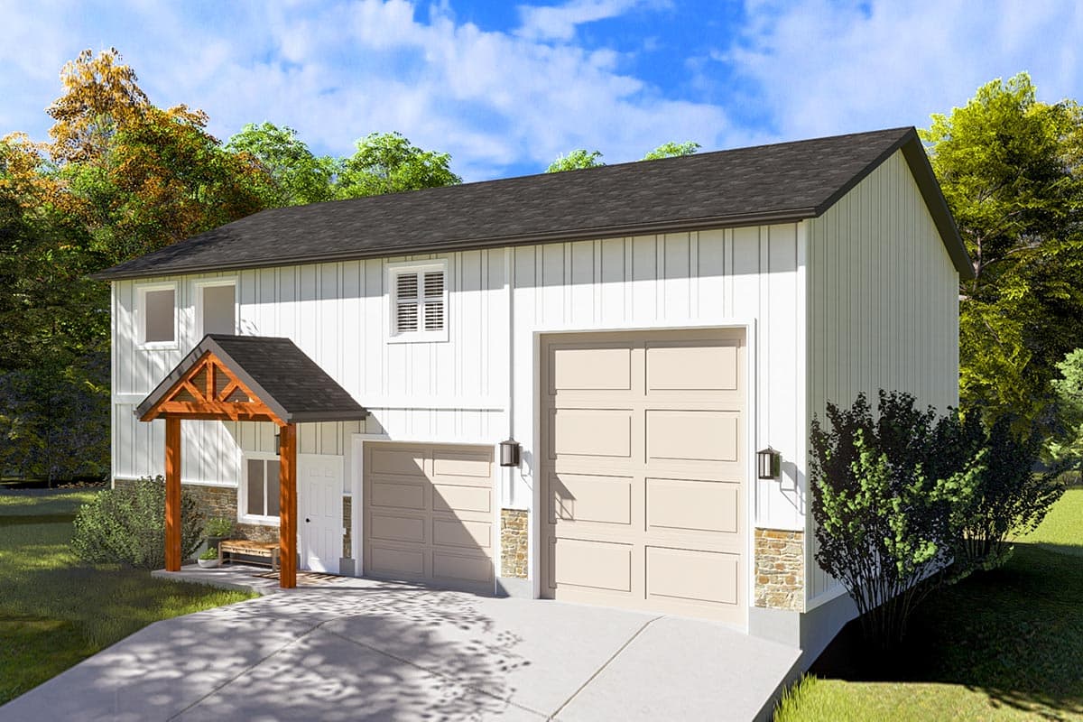 Plan 61442UT: 1500 Square Foot RV Garage Apartment - Image #4 - Barndominium, Country, Southern, Traditional