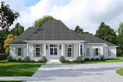 Southern Ranch Home Plan with Vaulted Master Suite