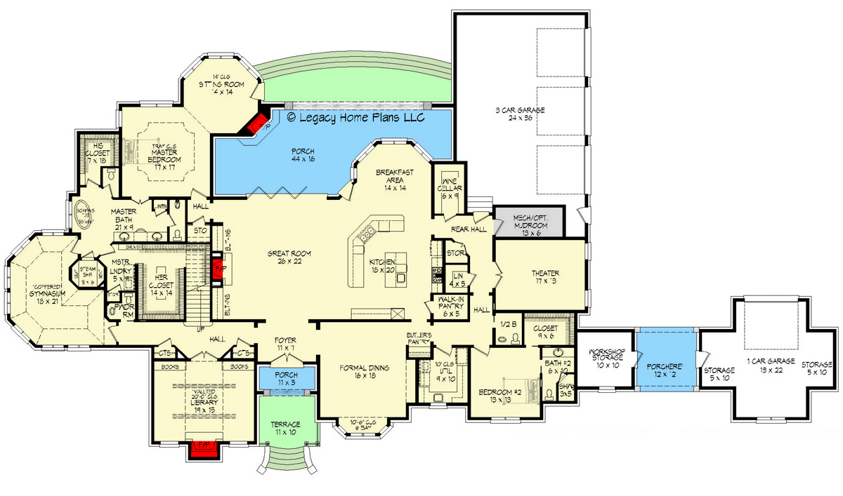 Plan 680140VR: Luxury European Home Plan with Expansive Great Room / Rear Porch - Floor Plan - Main Level - European, French Country, Traditional