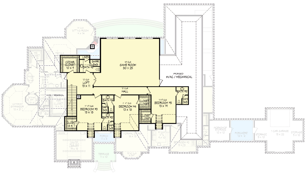 Plan 680140VR: Luxury European Home Plan with Expansive Great Room / Rear Porch - Floor Plan - 2nd Floor - European, French Country, Traditional