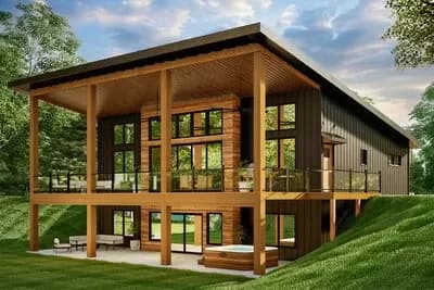 Expandable Lake or Mountain House Plan Under 1700 Square Feet with Dream Rear Deck