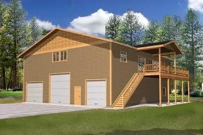 Shouse-Style Home Plan with Drive-Through and RV Bays
