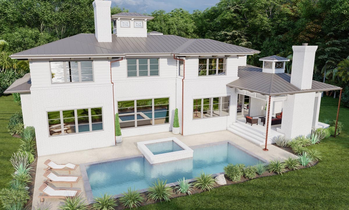 Plan 93191EL: 2-Story Transitional Prairie House Plan with Courtyard and Main-level Owner's Suite - Image #5 - Coastal Contemporary, Prairie, Transitional