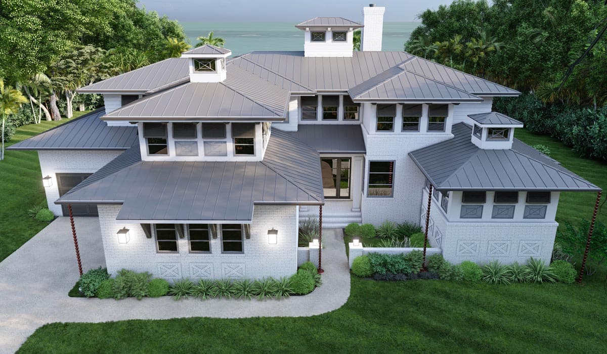 Plan 93191EL: 2-Story Transitional Prairie House Plan with Courtyard and Main-level Owner's Suite - Image #6 - Coastal Contemporary, Prairie, Transitional