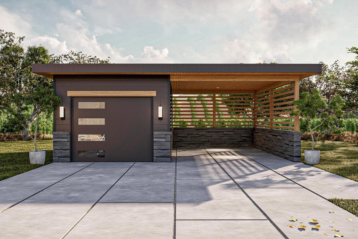 Plan 623251DJ: Modern Garage-and-Carport Plan - Image #6 - Contemporary, Mid Century Modern, Modern, Northwest