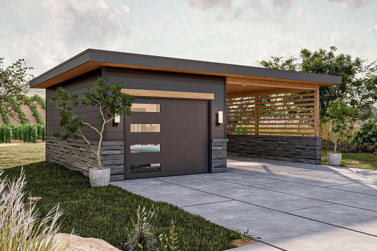 Plan 623251DJ: Modern Garage-and-Carport Plan - Image #7 - Contemporary, Mid Century Modern, Modern, Northwest