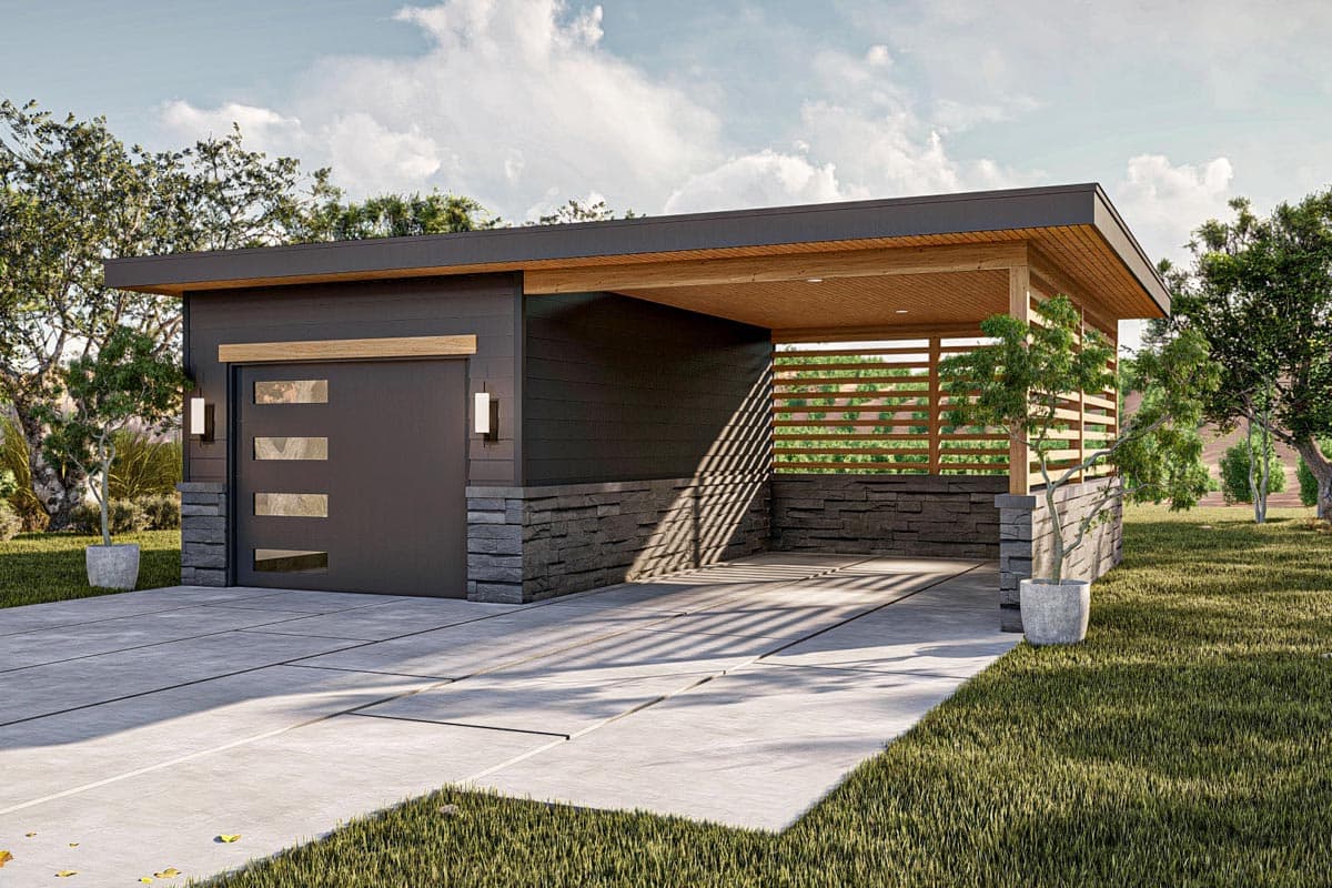 Plan 623251DJ: Modern Garage-and-Carport Plan - Image #10 - Contemporary, Mid Century Modern, Modern, Northwest