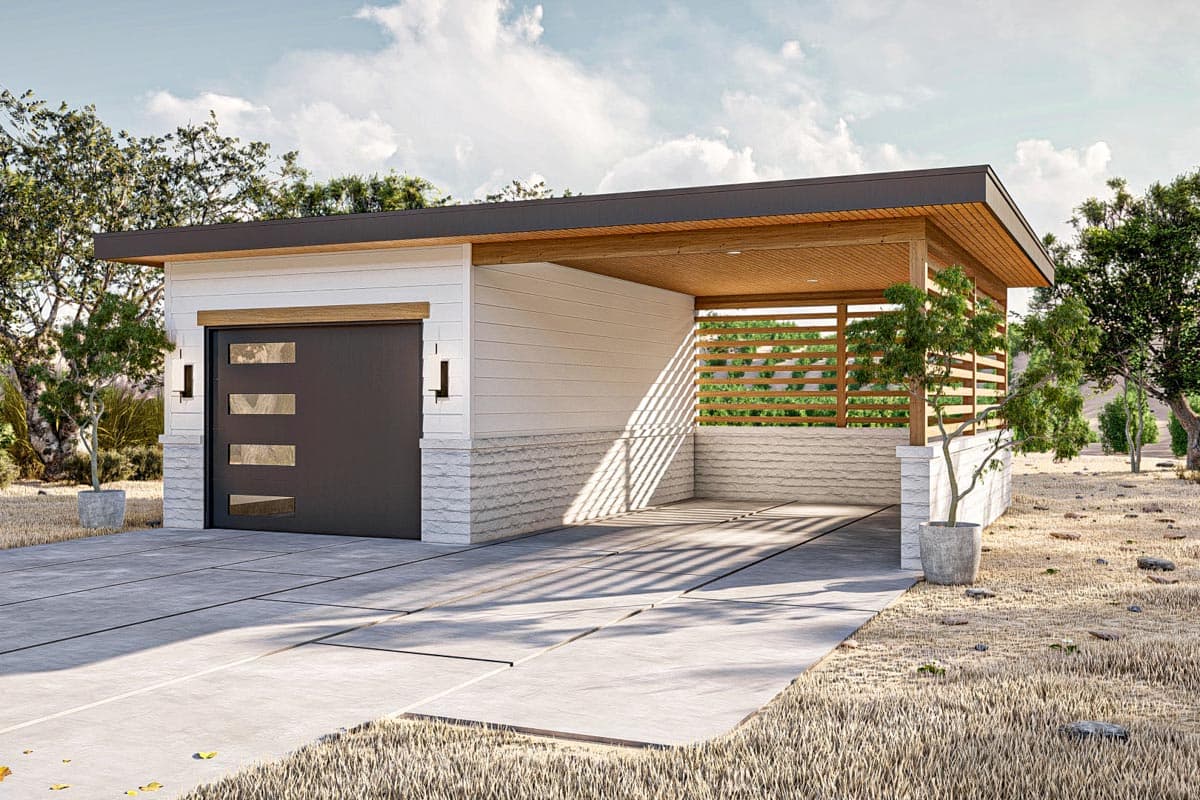 Plan 623251DJ: Modern Garage-and-Carport Plan - Image #5 - Contemporary, Mid Century Modern, Modern, Northwest