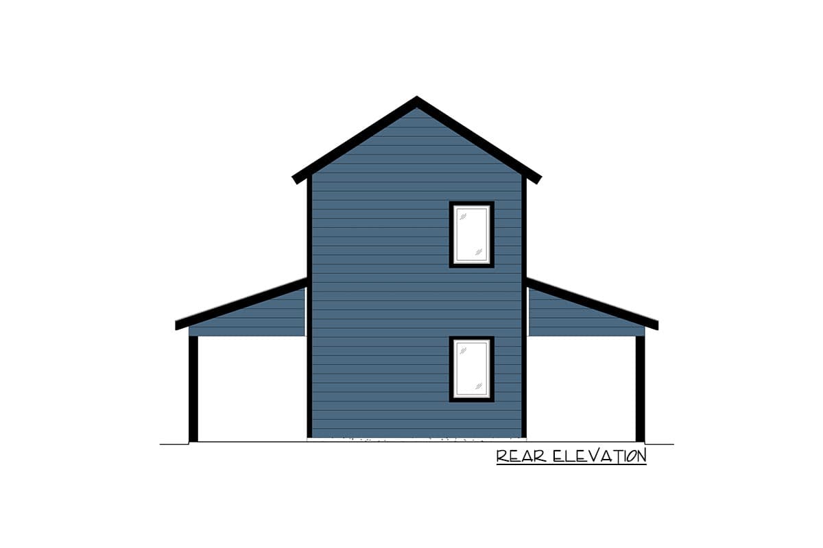 Plan 550003LAN: 918 Square Foot 3-Bed Contemporary Farmhouse with Wraparound Porch - Image #4 - Barndominium, Cabin, Country, Farmhouse, Modern Farmhouse, Rustic