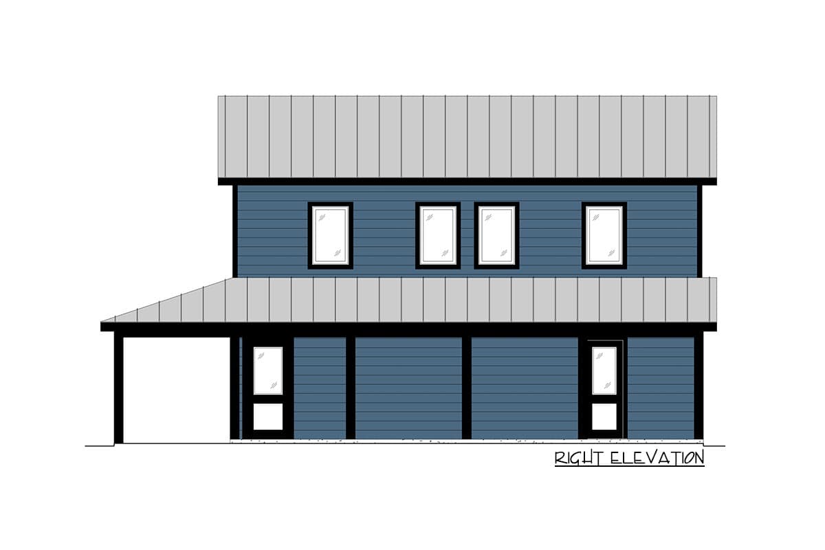 Plan 550003LAN: 918 Square Foot 3-Bed Contemporary Farmhouse with Wraparound Porch - Image #5 - Barndominium, Cabin, Country, Farmhouse, Modern Farmhouse, Rustic