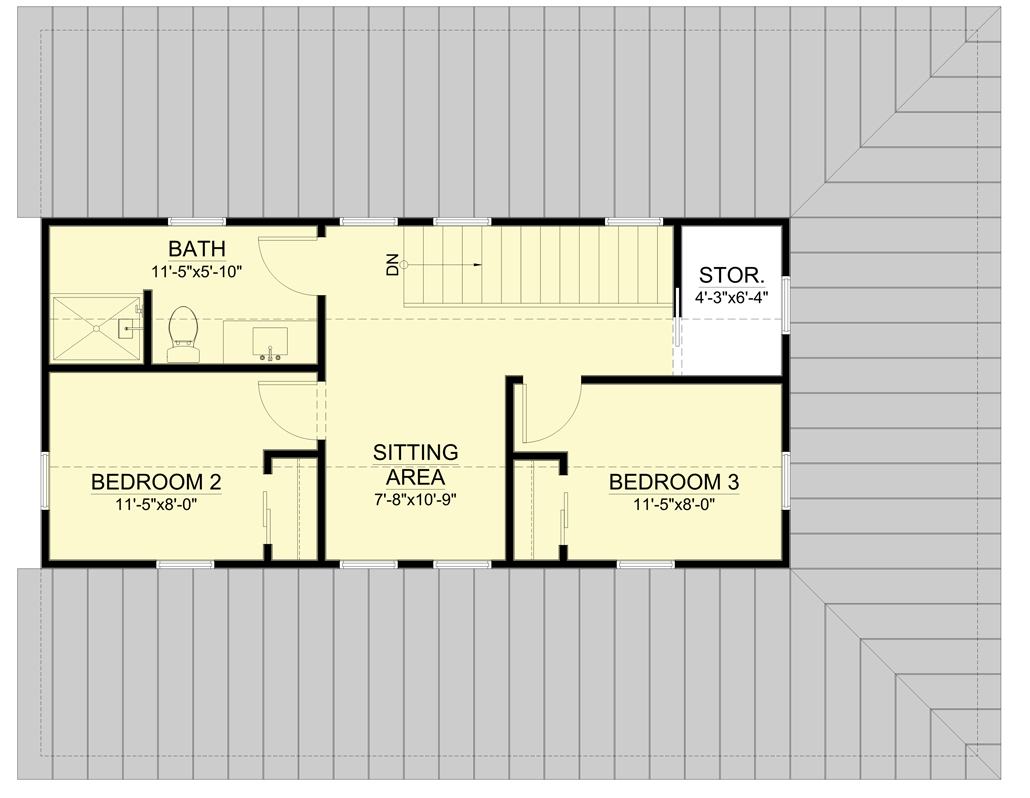 Plan 550003LAN: 918 Square Foot 3-Bed Contemporary Farmhouse with Wraparound Porch - Floor Plan - 2nd Floor - Barndominium, Cabin, Country, Farmhouse, Modern Farmhouse, Rustic