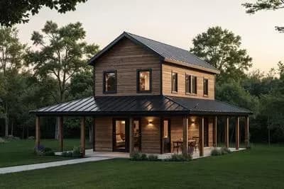 918 Square Foot 3-Bed Contemporary Farmhouse with Wraparound Porch