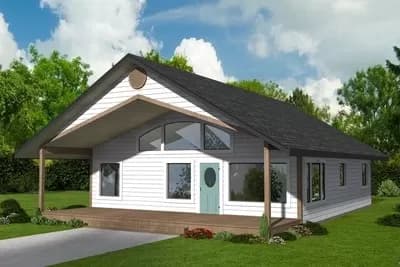 2 Bed Contemporary House Plan Under 1400 Sq Ft with Vaulted Interior