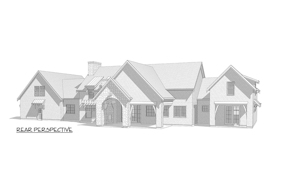 Plan 270079AF: 4300 Square Foot New American House Plan with 2-Story Ceilings in the Core - Image #7 - Country, Craftsman, New American, Transitional