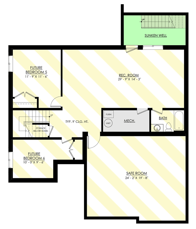 Plan 270080AF: New American House Plan with 4 Upstairs Bedrooms and Lower Level Expansion - Floor Plan - Lower Level - Optionally Finished Basement - Craftsman, New American
