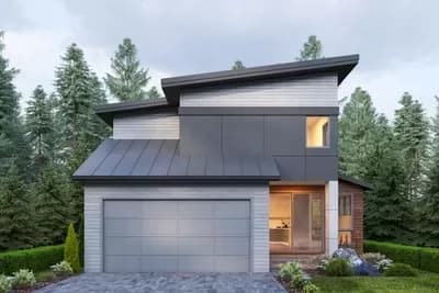 Narrow Mid-Century Modern House Plan with Rear Garage