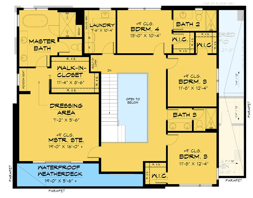 Plan 666212RAF: 4-Bed Mid-Century Modern Home Plan with Over 3,100 Square Feet - Floor Plan - 2nd Floor - Contemporary, Mid Century Modern, Modern, Northwest