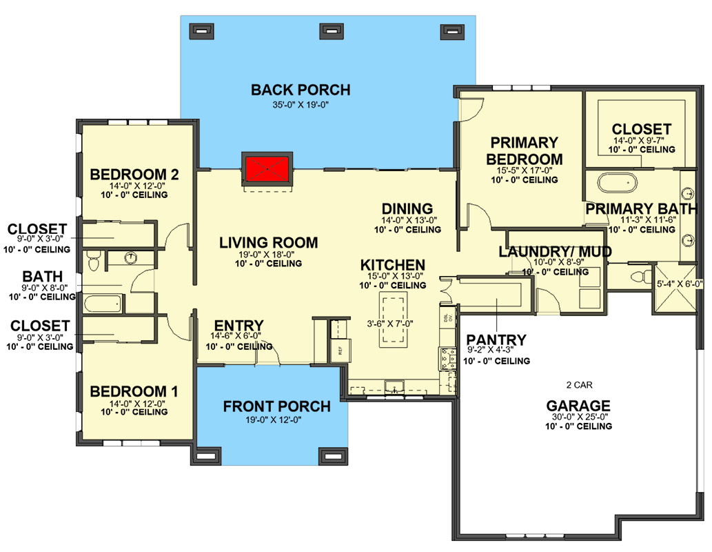 Plan 380007ASH: 2430 Square Foot Stucco and Stone House Plan with Split Bedroom Layout - Floor Plan - Main Level - European, Ranch, Southwest, Transitional