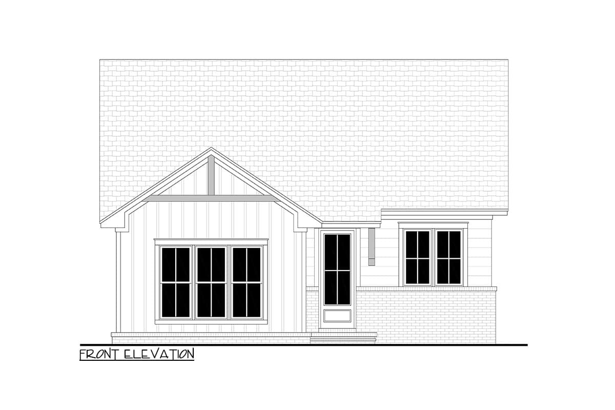 Plan 51939HZ: 2-Bed Traditional Cottage with Front and Rear Porches - 1000 Sq Ft - Image #4 - Cottage, Country, Modern Farmhouse, Traditional