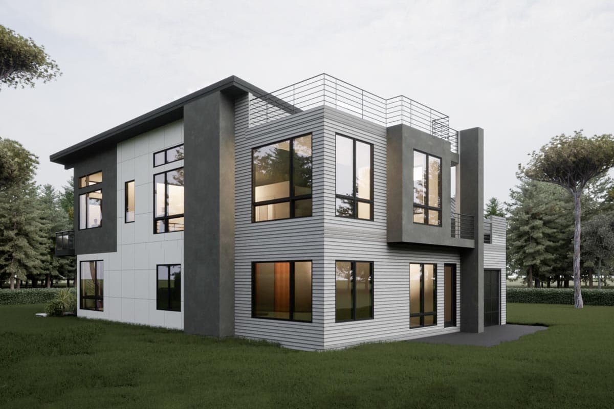 Plan 666214RAF: Contemporary House Plan with Tandem Garage - Image #4 - Contemporary, Mid Century Modern, Modern, Northwest