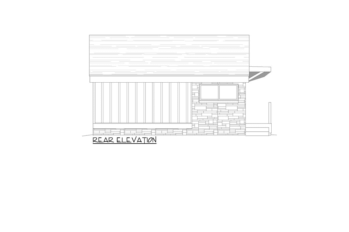 Plan 680142VR: 1248 Square Foot Contemporary Lake House Plan with Walkout Lower Level - Image #4 - Carriage, Contemporary, Mid Century Modern, Modern, Mountain